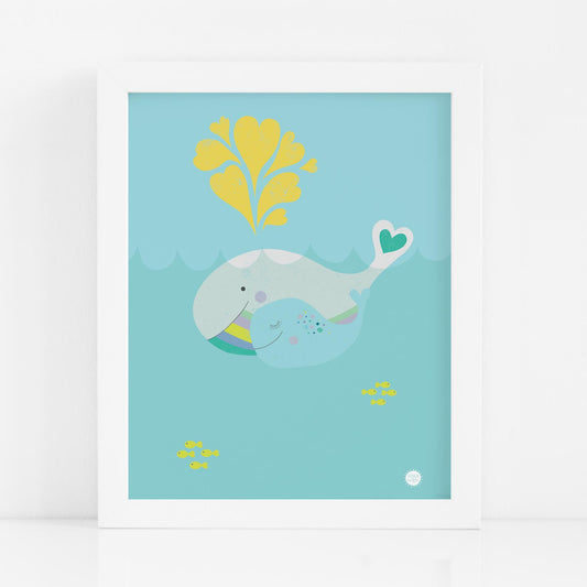 Mama & Baby Whale Art Print